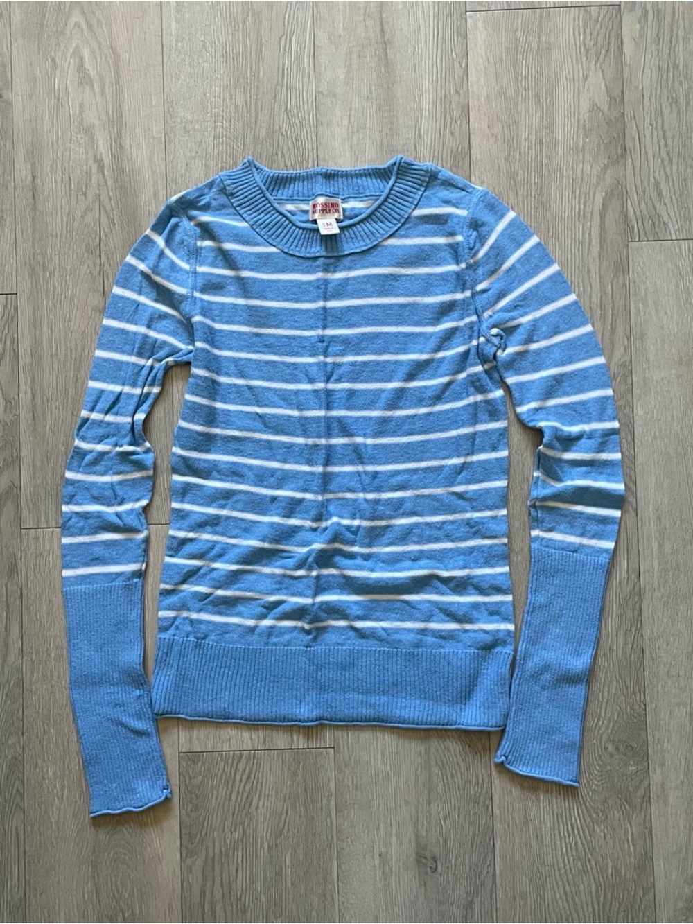 Mossimo Supply Co. Light Blue & White Striped Crewneck Sweater